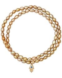 Soul Journey Jewelry - / Neutrals En Pearl Hamsa Prtotection Bracelet - Lyst