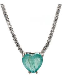 Ebru Jewelry - Heart Paraiba Tourmaline Diamond Chain Happy Necklace - Lyst