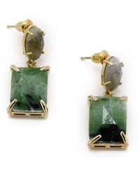 ADIBA - Labradorite & Jade Agate Handmade Drop Earring - Lyst