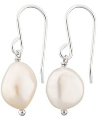 Lily Charmed - Sterling Baroque Pearl Hook Earrings - Lyst