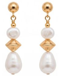 Angel Barocco - Geometric Pearl Drop Earrings - Lyst