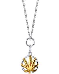 True Rocks - Sterling & 18Kt Plated 2 Tone Happy Leaf Mini Pendant On Chain - Lyst