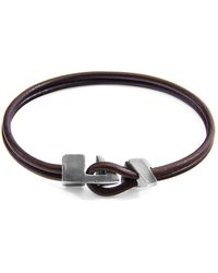Anchor and Crew - Mocha Brown Brixham Silver & Round Leather Bracelet - Lyst