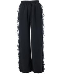 concept A trois - Wide Leg Trousers With Ruffles - Lyst