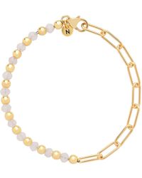 Nellou Jewellery - Neutrals Moonstone Gem Shine Bracelet Plated Sterling - Lyst