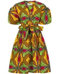 Ohema Ohene - Cotton Floral Wrap Midi Dress - Lyst