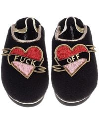 Laines London - Flatform Cloud Closed Toe Slippers With Fuck Off Brooches - Lyst