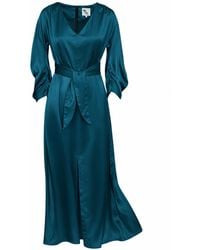 Julia Allert - Satin Ankle-Length Dress With Belt - Lyst