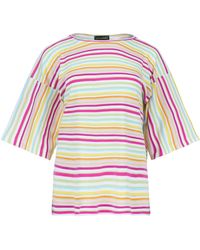 Conquista - Striped Oversized Cotton Ripstop Top With Elbow-Length Sleeves - Lyst