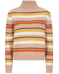 Loop Cashmere - Cropped Polo Neck Sweater In Neutral Stripe - Lyst