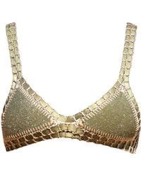 Luxsea Swimwear - Paros Khaki Lurex Crochet Triangle Bikini Top - Lyst