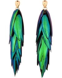 Oana Savu - Beetle Earrings Long Metallic Natural Recycled Scarab Insect Wings & Drop - Lyst