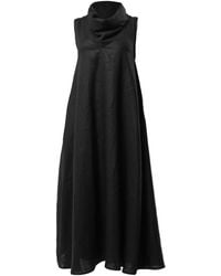 Metamorph - Large Collar Linen Maxi Dress - Lyst