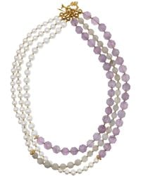 Farra - Amethyst With Freshwater Pearls Multi-Strands Necklace - Lyst