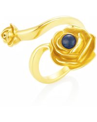 Unaloe - Rose Ring With Natural Sapphire– Adjustable Sterling Flower Jewelry - Lyst