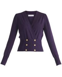 Paisie - Knitted Wrap Button-Front Top - Lyst