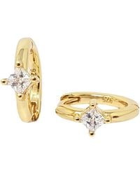 Harfi - Small Diamond Huggie Minimalist Plated Hoop Earrings - Lyst