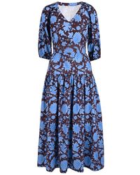 Echo of Pink - Elodie Hand Block Print Cotton Drop Waist Dress - Lyst