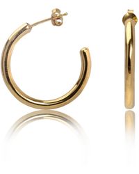 The Jewellery Store London - Plain Open Hoop Studs Earrings - Lyst