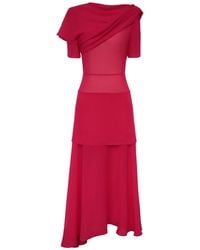 POST MERIDIEM - Chiffon Asymmetrical Midi Dress - Lyst