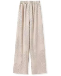 Wjy Studio London - Neutrals Embroidered Detail Floral Pull On Trousers - Lyst