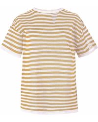 SALANIDA - Energia Ripped Linen T-Shirt Caramel Striped - Lyst