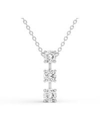 SEREIA OFFICIAL - 10K 0.5 Ct Round Lab Grown Diamond Three Stone Bar Pendant - Lyst