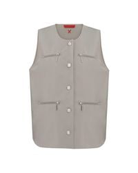 Pcfg - Neutrals Cotton Woven Vest With Zip Detail - Lyst