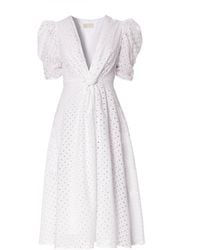 AGGI by HALEWSKI - Alta Snow Midi Lace Dress - Lyst