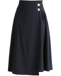 Paisie - Wrap Midi Skirt With Pleated Detail - Lyst