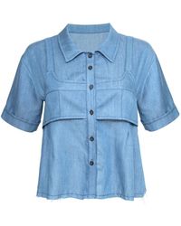 Audrey Vallens - Denim Affair Tencel Bralette Shirt - Lyst