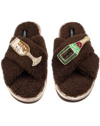 Laines London - Neutrals Laines Neutral Boucle Slippers With Bubbles Darling Brooches - Lyst