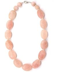 Shar Oke - Carved Rose Quartz & Freshwater Pearls Necklace - Lyst