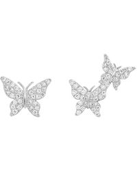 KAMARIA - Asymmetric Diamond Butterfly Earring Studs - Lyst