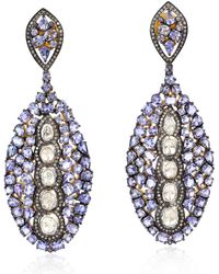 Artisan - Sterling Silver Uncut Diamond Tanzanite Dangle Earrings Gold Jewelry - Lyst