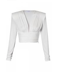 AGGI by HALEWSKI - Lizzie Pearl Long Sleeve Draped Top - Lyst