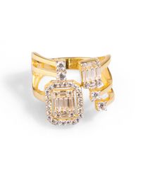 Ebru Jewelry - Baguette Diamond Adjustable Fashion Ring - Lyst