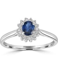 Artisan - 18K Sapphire & Diamond Halo Solitaire Ring - Lyst