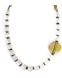 Rachel Nathan - Rock Quartz Barrels & Brass Medallion Necklace - Lyst