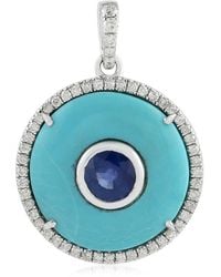 Artisan - 18K, Sapphire & Diamond Halo Pendant - Lyst