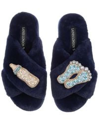 Laines London - Classic Laines Slippers With New Baby Boy Brooches - Lyst