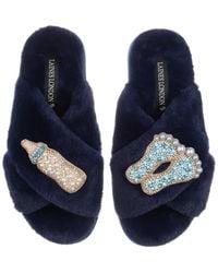 Laines London - ' Classic Laines Slippers With New Baby Boy Brooches - Lyst