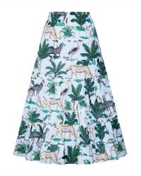 Yumi' - Animal Print Cotton Tiered Maxi Skirt - Lyst