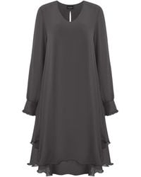 James Lakeland - Long Sleeve Charcoal Wave Hem Dress - Lyst