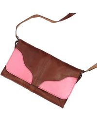 VIDA VIDA - Clutch Handbag Tan & Neon Pink Leather - Lyst