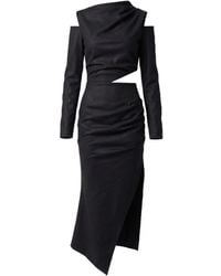 AVENUE No.29 - Cut-Out Asymmetric Wool Midi Dress - Lyst