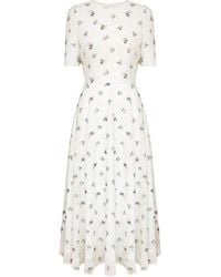 POST MERIDIEM - Short Sleeve Floral Midi Dress - Lyst