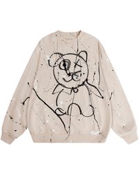 X Ilona Blue - Neutrals Graffiti Teddy Bear Vintage Washed Cotton Abstract Crewneck - Lyst