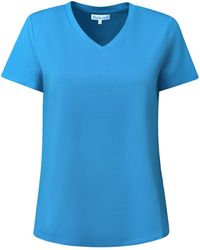 Perlavera - Titi Solid Cotton Spandex Short Sleeve Length V-Neck T-Shirt - Lyst