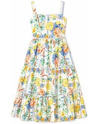 Yumi' - Mediterranean Print Cotton Midi Sun Dress - Lyst